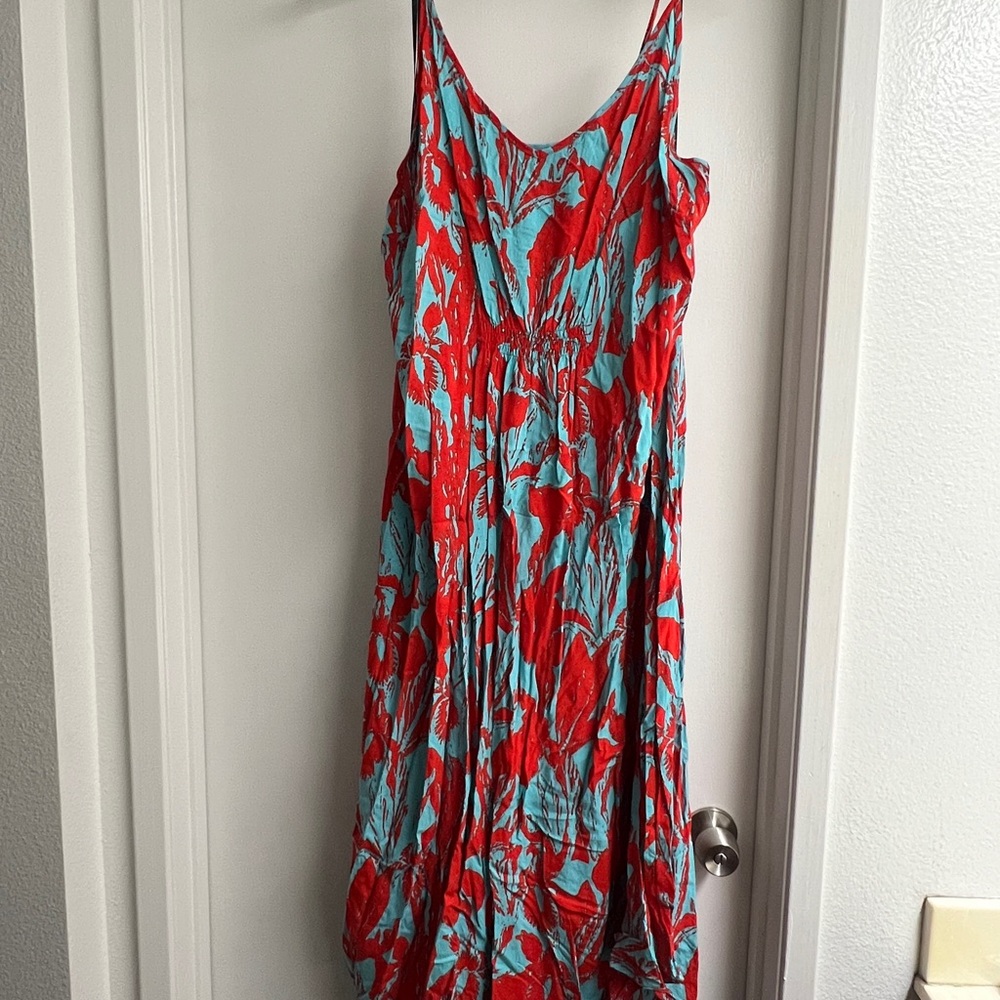 City Chic Red and Blue Spaghetti Strap Maxi Sundress